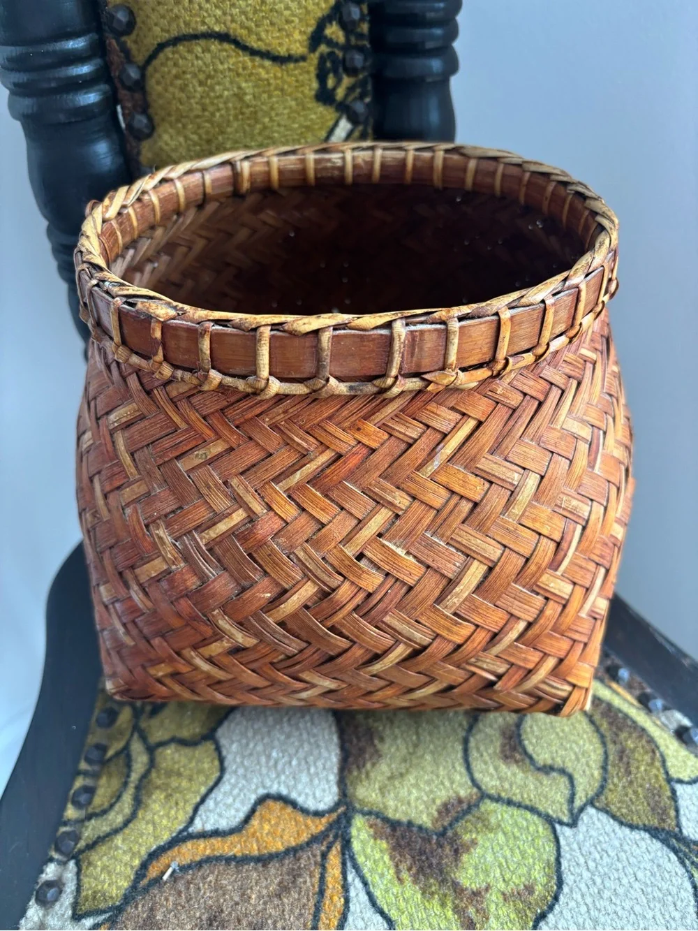 Vintage Japanese Bamboo Basket: Sumitori Style, Ikebana Vase, Wabi-Sabi Decor